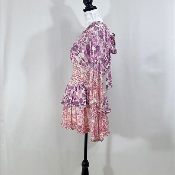 HEMANT & NANDITA Floral Ruffle Minidress size M - Picture 7 of 13